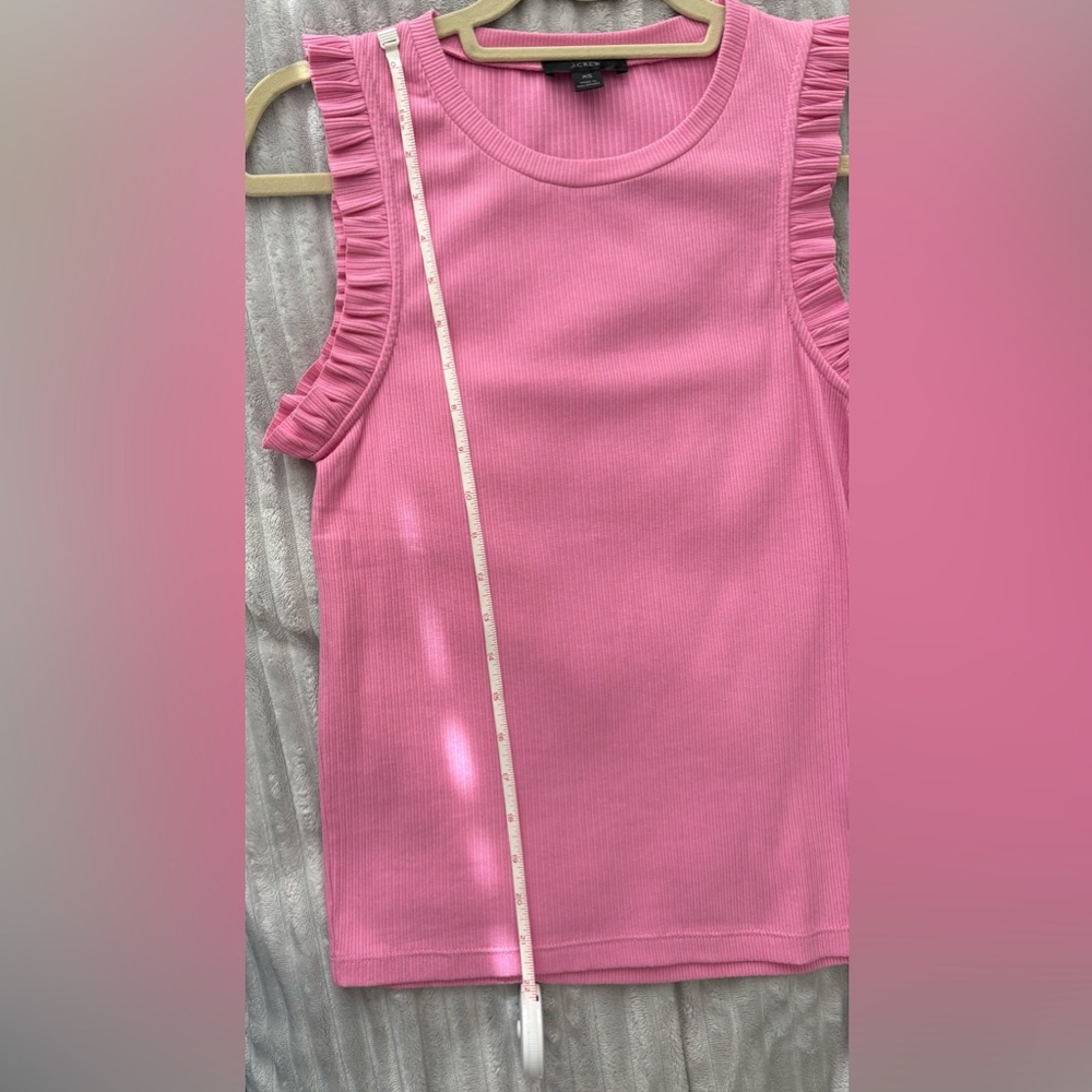 EUC J Crew Pink Ruffle Tank Top - Picture 7 of 8